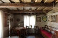 Interior living-room at ancient Norwegian village wooden house