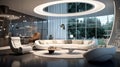 Interior of the living room. Art Moderne architecture. Futuristic Haus