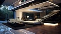 Interior of the living room. Art Moderne architecture. Futuristic Haus