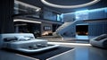 Interior of the living room. Art Moderne architecture. Futuristic Haus