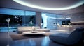 Interior of the living room. Art Moderne architecture. Futuristic Haus