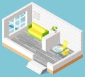 Furniture in Living Room, Interior of Flat Vector