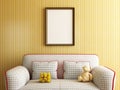 Interior Living Room Photo Frame Realistic Mockup. 3D Rendering, 3D illustration Royalty Free Stock Photo