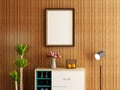 Interior Living Room Photo Frame Realistic Mockup. 3D Rendering, 3D illustration Royalty Free Stock Photo