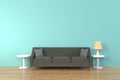 Interior of the living room. soft sofa and pillow near lamp soft color wall 3D rendering - Illustration