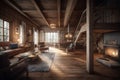 Interior of living room in traditional Swiss chalet Royalty Free Stock Photo