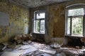 Interior of a living room of an old abandoned house Royalty Free Stock Photo