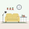 Interior of the living room. Vector banner. Design of a cozy room.