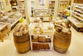 Interior of a local delicatessen and eatery with breads displaye