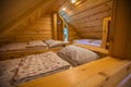 Interior of a log cabin accommodation at Lake Bloke, Nova Vas, Slovenia Royalty Free Stock Photo