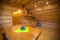 Interior of a log cabin accommodation at Lake Bloke, Nova Vas, Slovenia