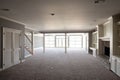 Interior of a luminous empty house with brightly colored walls for sale in Overland Park, Kansas, US