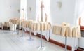 Interior of lunchroom, canteen with tables Royalty Free Stock Photo