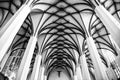 Interior of Lutheran St Thomas Church Thomaskirche in Leipzig, Germany. November 2019 Black and white photo Royalty Free Stock Photo