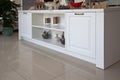 Interior of modern kitchen white cabinets and accessorys Royalty Free Stock Photo