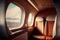 Interior of luxurious private jet with leather seats. Generative Ai Royalty Free Stock Photo