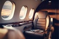 Interior of luxurious private jet with leather seats. Generative Ai Royalty Free Stock Photo