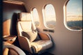 Interior of luxurious private jet with leather seats. Generative Ai Royalty Free Stock Photo