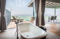 Interior of luxurious water villa bathroom Royalty Free Stock Photo