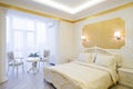 Interior luxury apartment, comfortable bedroom Royalty Free Stock Photo