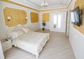 Interior luxury apartment, comfortable bedroom Royalty Free Stock Photo