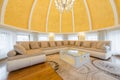 Interior of a luxury dome apartment villa, living room, domed ce Royalty Free Stock Photo