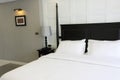 Interior of a luxury double bed hotel bedroom Royalty Free Stock Photo