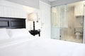 Interior of a luxury double bed hotel bedroom Royalty Free Stock Photo