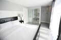 Interior of a luxury double bed hotel bedroom Royalty Free Stock Photo