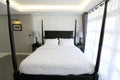 Interior of a luxury double bed hotel bedroom Royalty Free Stock Photo