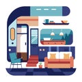 Interior of luxury expensive motorhome. abstract illustration. Royalty Free Stock Photo