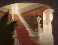 Interior of luxury hall with staircase illustration Royalty Free Stock Photo