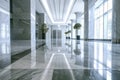 Interior of luxury lobby of office or hotel, clean shiny floor in commercial building hall after professional cleaning service, Royalty Free Stock Photo