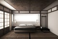 Mock up Interior Luxury modern Japanese style bedroom mock up, Designing the most beautiful. 3D renderin Royalty Free Stock Photo