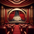 Interior of a Luxury Retro Cinema Classic Futuristic Vintage Movie Theater Illustration