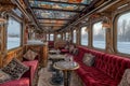 Interior of luxury vintage old train carriage Ai photo Royalty Free Stock Photo