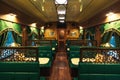 Interior of luxury vintage old train carriage. Retro train from the early 20th century Royalty Free Stock Photo