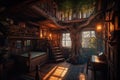 interior magical housewith intricate details and whimsical elements that transport the viewer to a world of fantasy