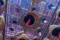 Interior of Man Mo Temple, Incense Coils and red prayer tags