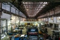 Interior of manufacturing metalworking factory warehouse with modern equipment tools and machines