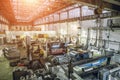 Interior of manufacturing metalworking factory warehouse with modern equipment tools and machines Royalty Free Stock Photo