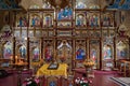 Interior of Manyava Skete of the Exaltation of the Holy Cross in Carpathians of western Ukraine