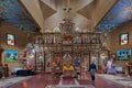 Interior of Manyava Skete of the Exaltation of the Holy Cross in Carpathians of western Ukraine Royalty Free Stock Photo