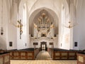 Interior of Mariager Church with organ, Nordjylland, Denmark