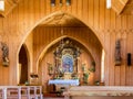 Interior of the Marie Hilf chapel on the hill of Swiss Alps village stoos Royalty Free Stock Photo