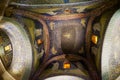 Interior of the Mausoleum of Galla Placidia, chapel embellished with colorful mosaics in Ravenna, Italy.