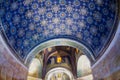 Interior of the Mausoleum of Galla Placidia, chapel embellished with colorful mosaics in Ravenna, Italy.