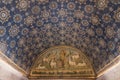 Interior of Mausoleum of Galla Placidia, a chapel embellished with colorful mosaics in Ravenna. It was designated as Unesco World