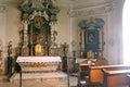 Interior of medieval Cerveny Kamen Red Stown Castle. Church in the castle