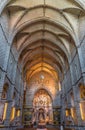 Interior of the medieval church of San Francisco, better known as part of the Franciscan convent where the Chapel of Bones is Royalty Free Stock Photo